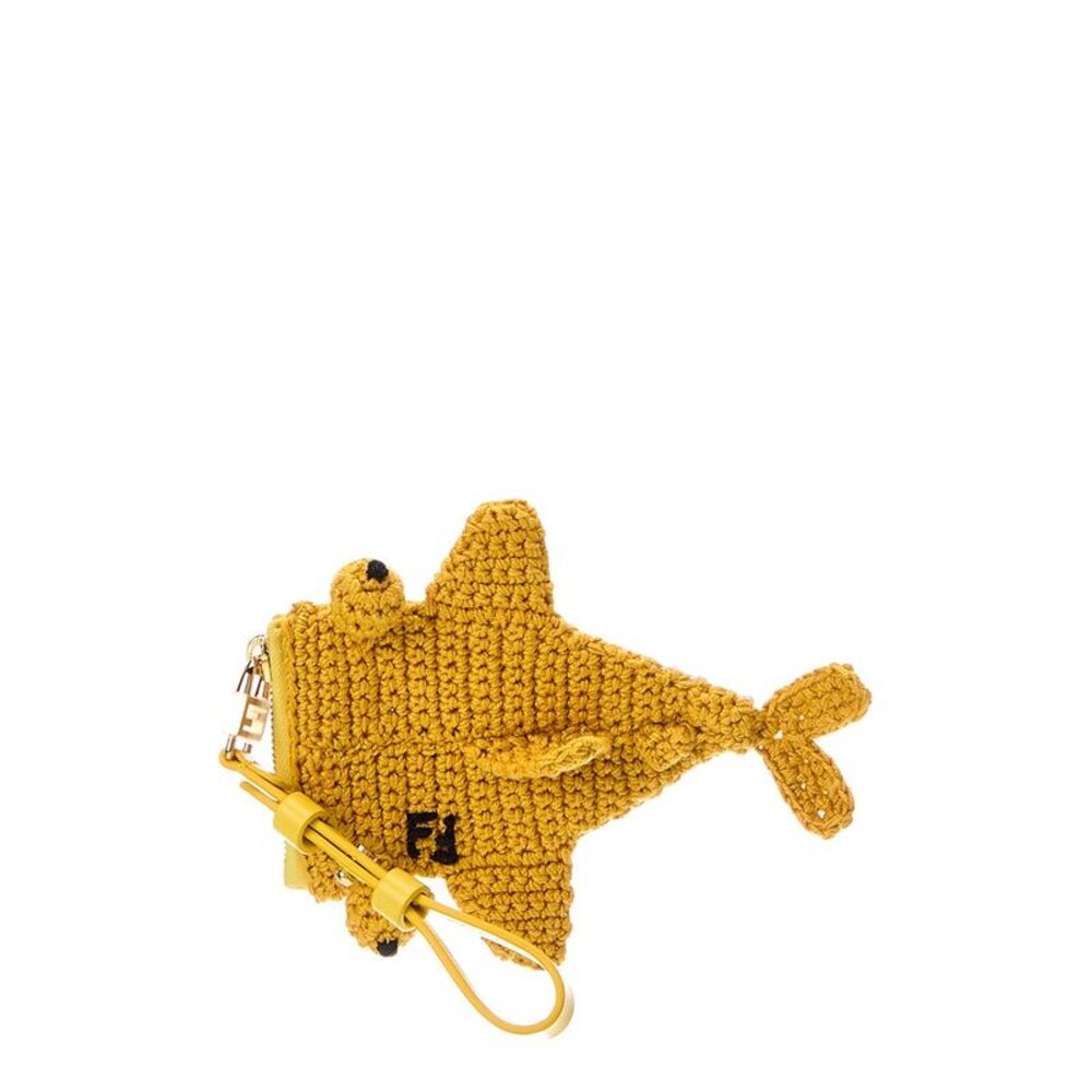 Fendi Bff Crochet Coin Purse, Yellow